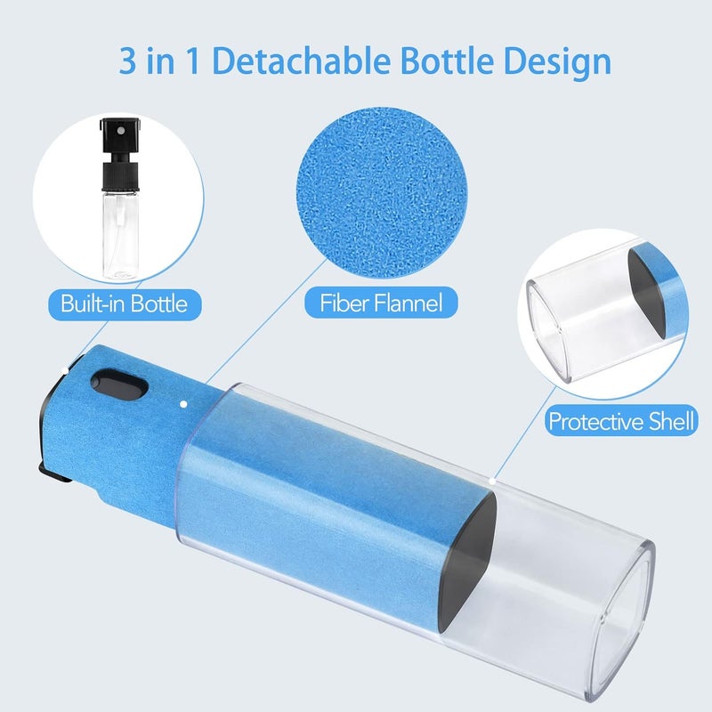 usefulpro 2 Pcs Fingerprint Proof Cleaner, 3 in 1 Touchscreen Mist Spray Wipe Cleaner Soft Fiber Flannel, Safe for All Phones Glasses Tablet Laptop TV Watch Screens (Blue) - Image 2